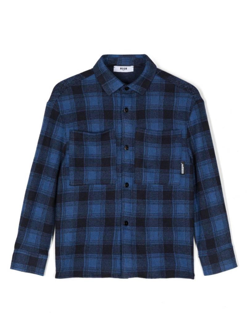 MSGM Kids tartan-pattern shirt - Blue von MSGM Kids