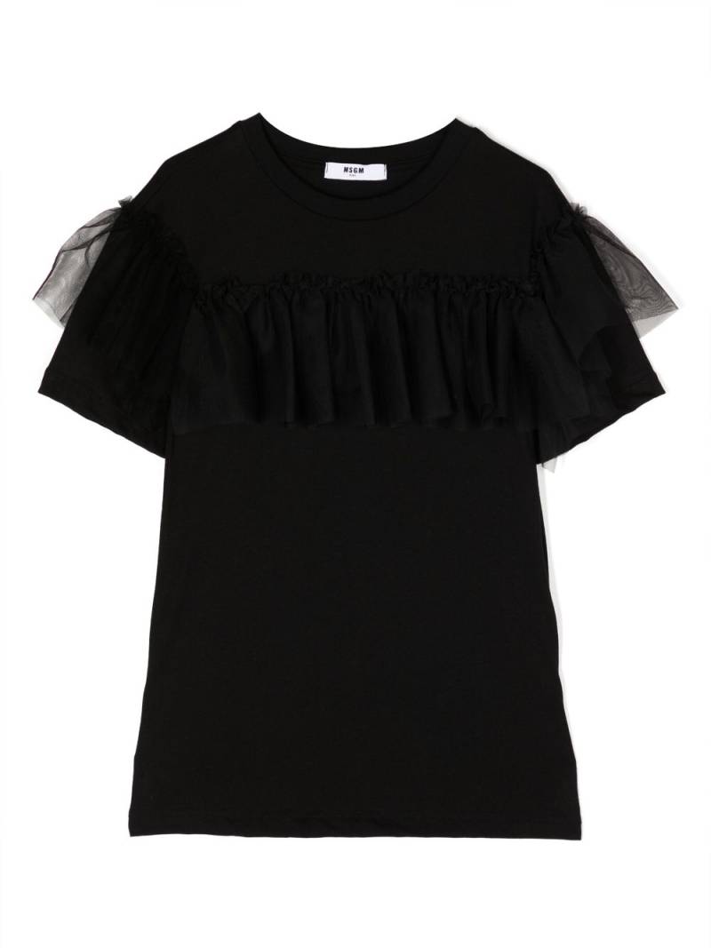 MSGM Kids tulle-detail cotton dress - Black von MSGM Kids