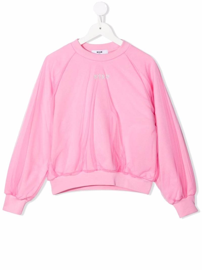 MSGM Kids tulle-layered cotton sweatshirt - Pink von MSGM Kids