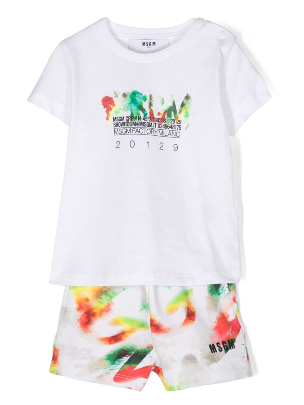 MSGM Kids watercolour cotton shorts set - White von MSGM Kids