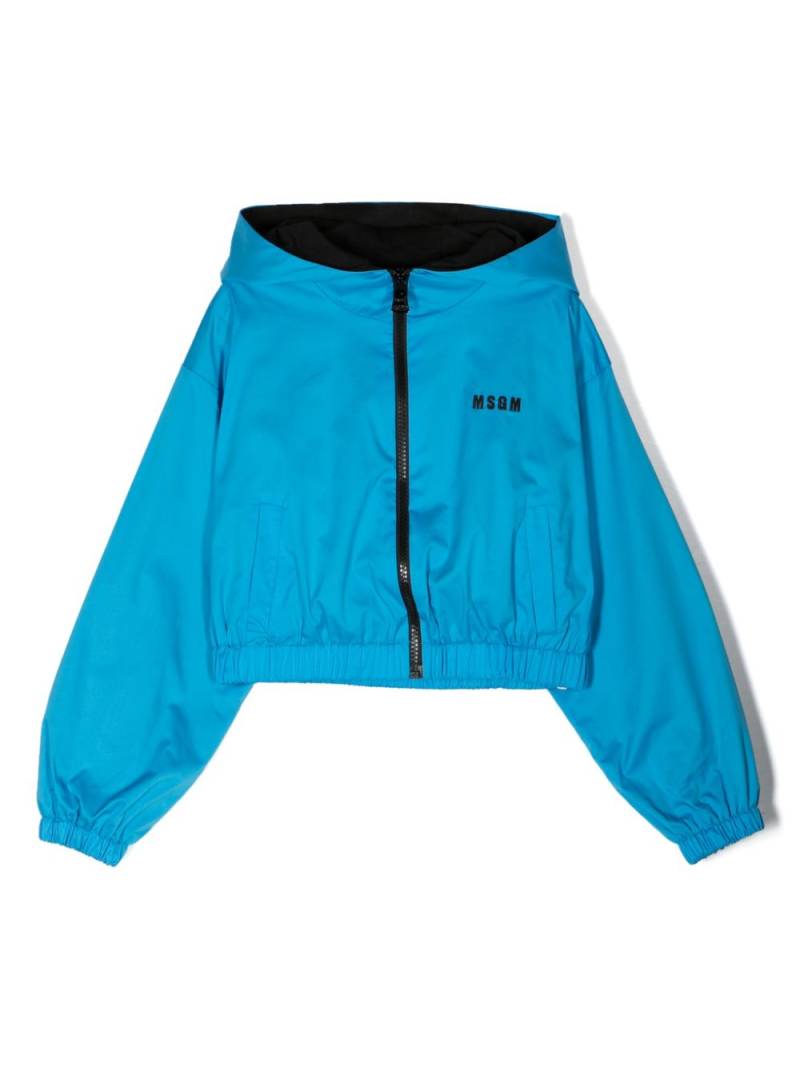 MSGM Kids zip-up hooded jacket - Blue von MSGM Kids