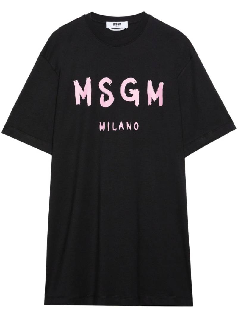 MSGM Brushstroke-logo cotton dress - Black von MSGM