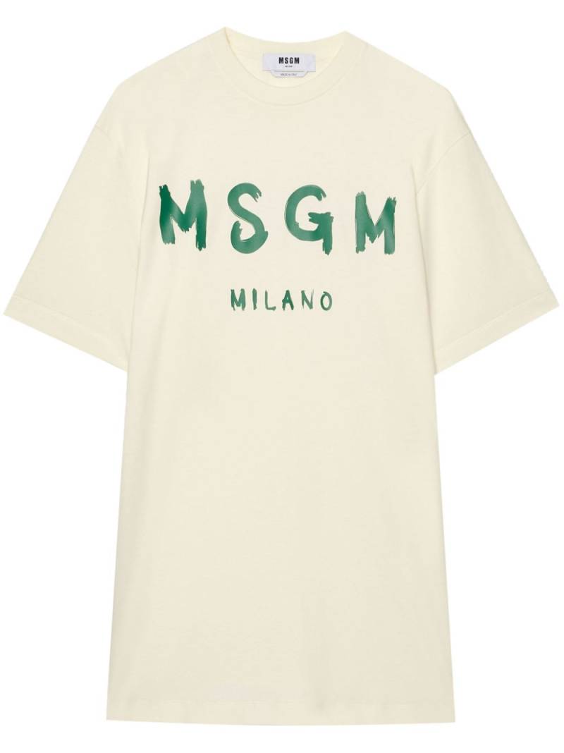 MSGM Brushstroke-logo cotton dress - Neutrals von MSGM