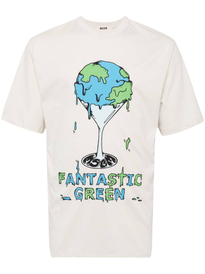 MSGM Fantastic Green Inverse Series cotton t-shirt - Neutrals von MSGM