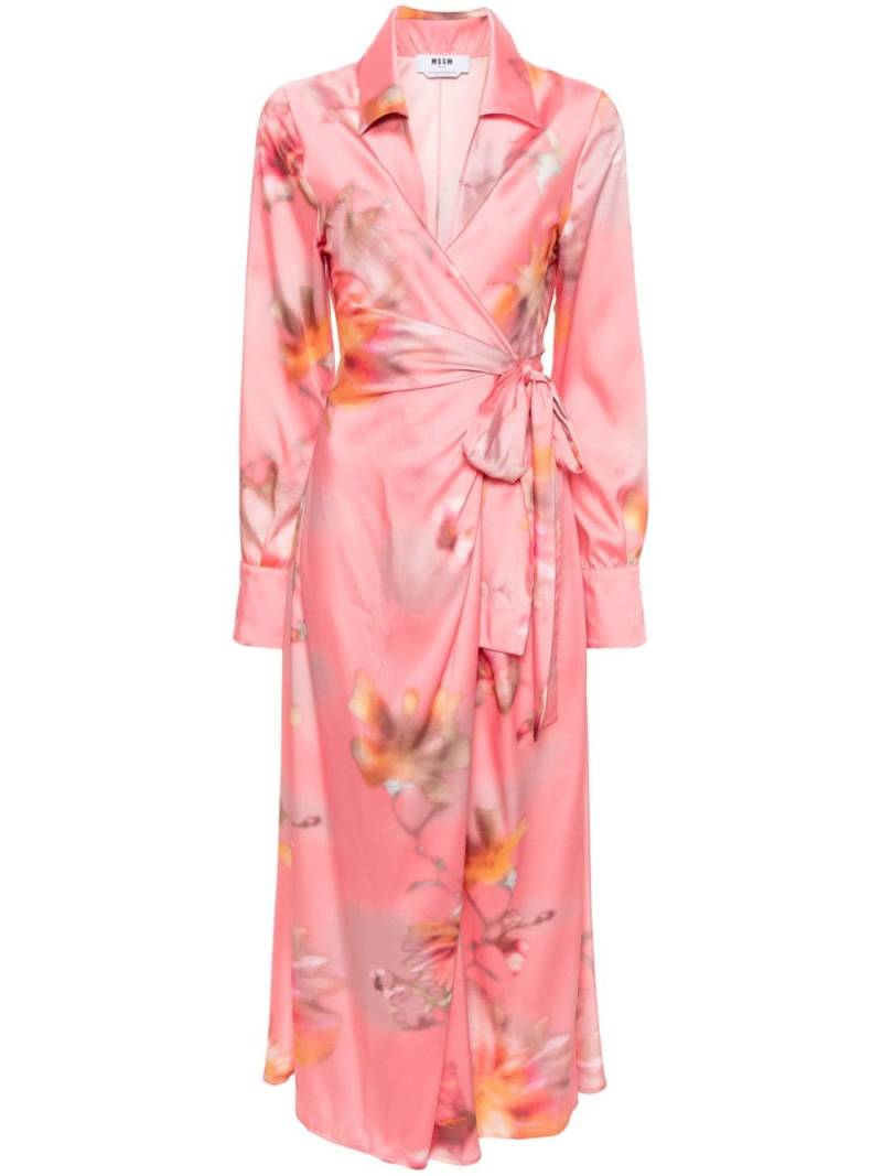 MSGM abstract-pattern print wrap dress - Pink von MSGM