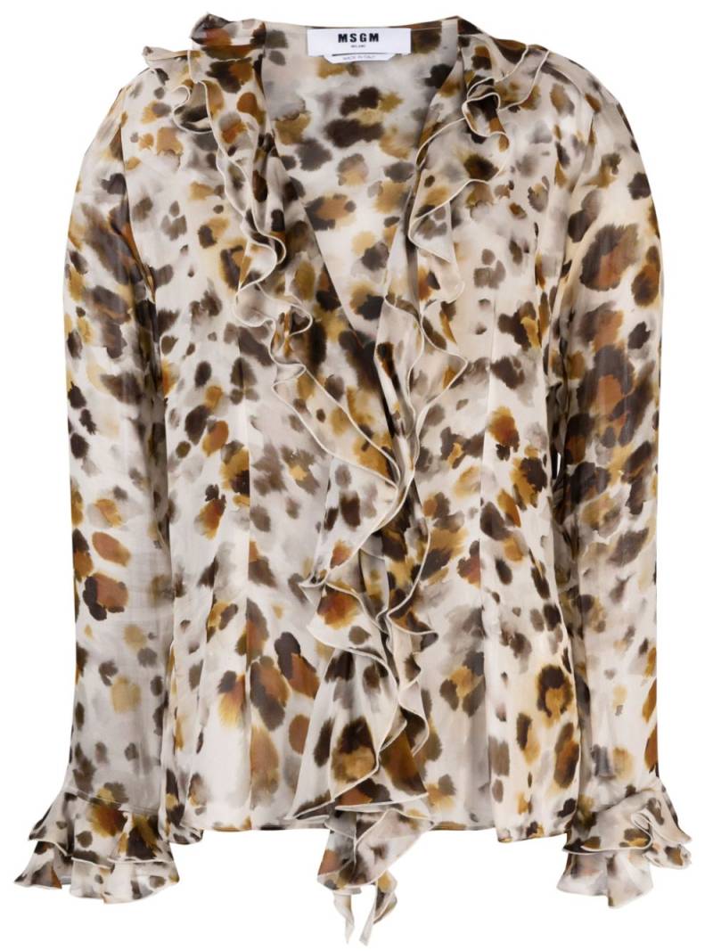 MSGM abstract-print chiffon blouse - Neutrals von MSGM