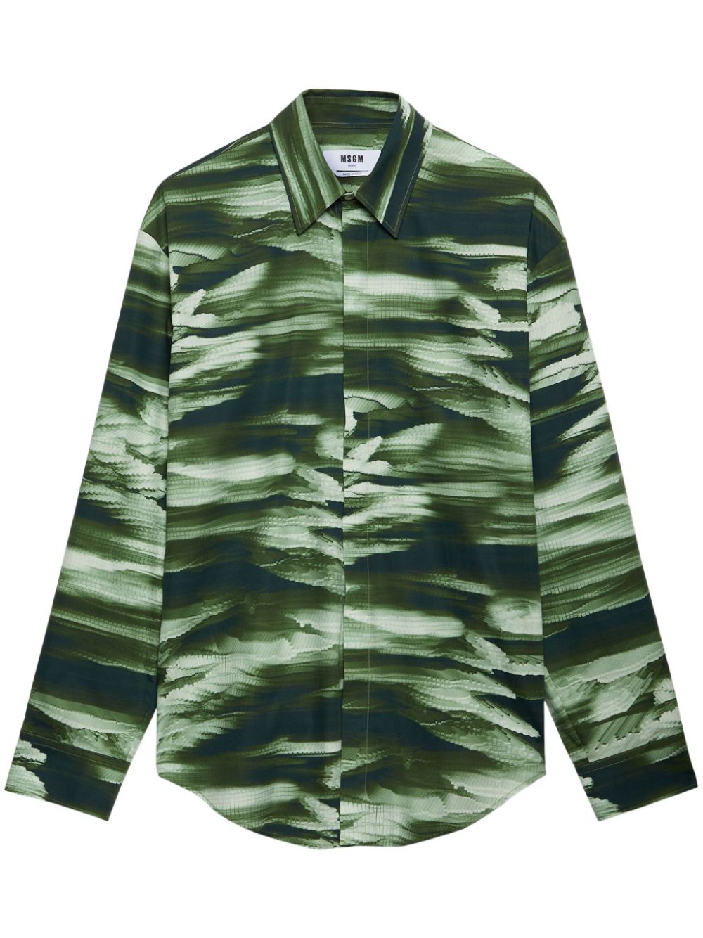 MSGM abstract-print long-sleeve shirt - Green von MSGM