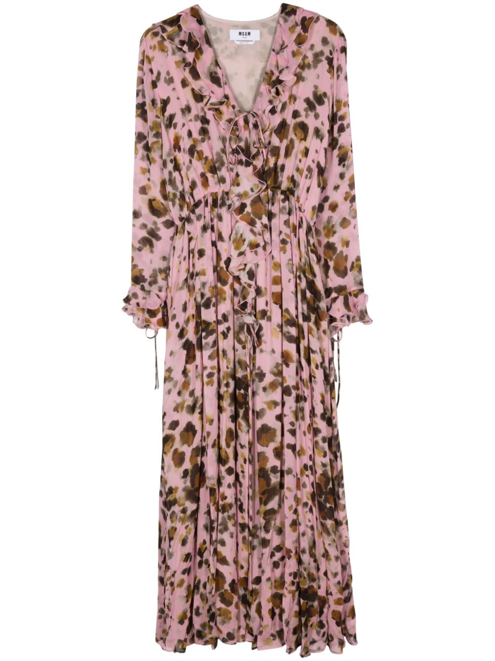 MSGM abstract-print ruffle-detailing dress - Pink von MSGM