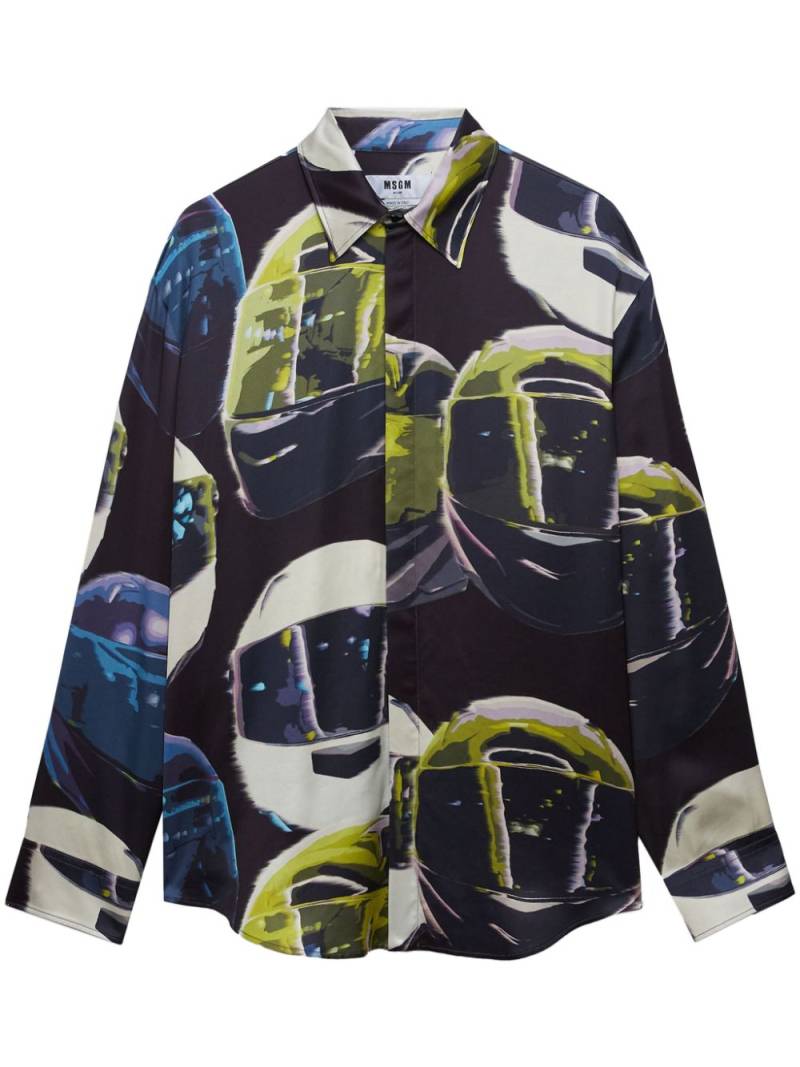 MSGM all-over helmet print shirt - Black von MSGM