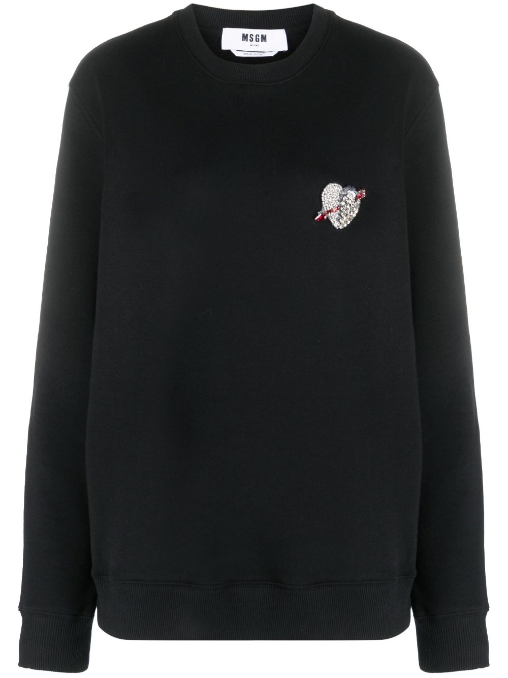 MSGM appliqué-detail jersey cotton jumper - Black von MSGM