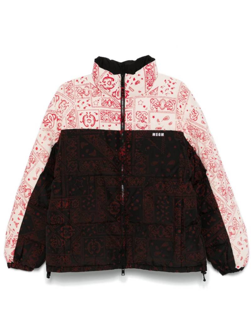 MSGM bandana-print puffer jacket - Black von MSGM