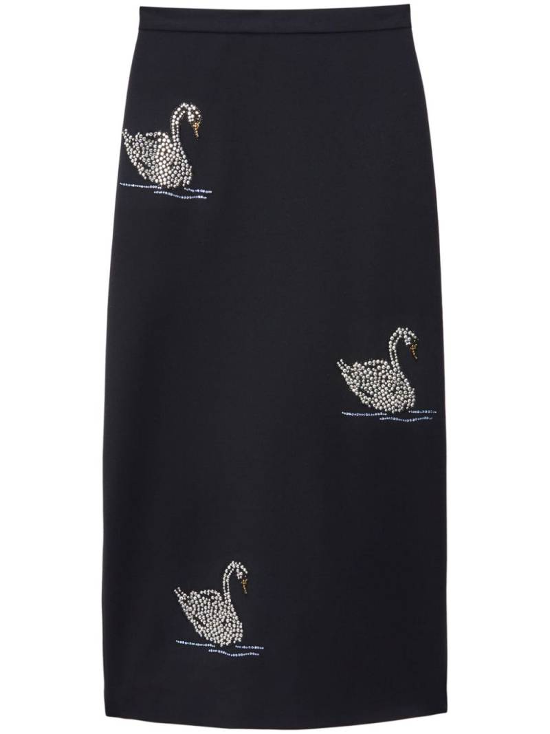 MSGM beaded-swan midi skirt - Black von MSGM