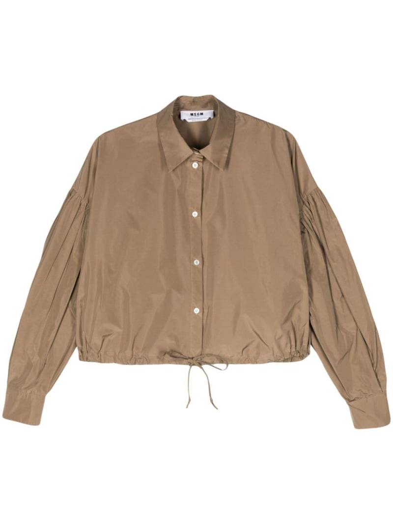 MSGM bishop-sleeve taffeta shirt - Neutrals von MSGM