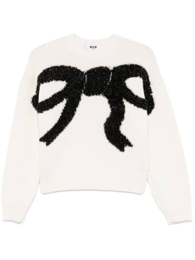 MSGM bow-embellished sweater - Neutrals von MSGM