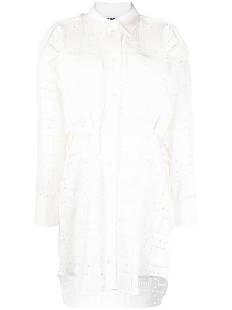 MSGM broderie-anglaise cutout shirt-dress - White von MSGM