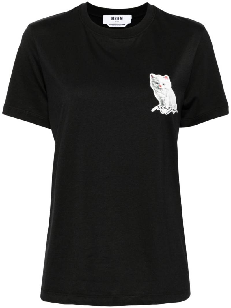 MSGM cat-print crew-neck T-shirt - Black von MSGM