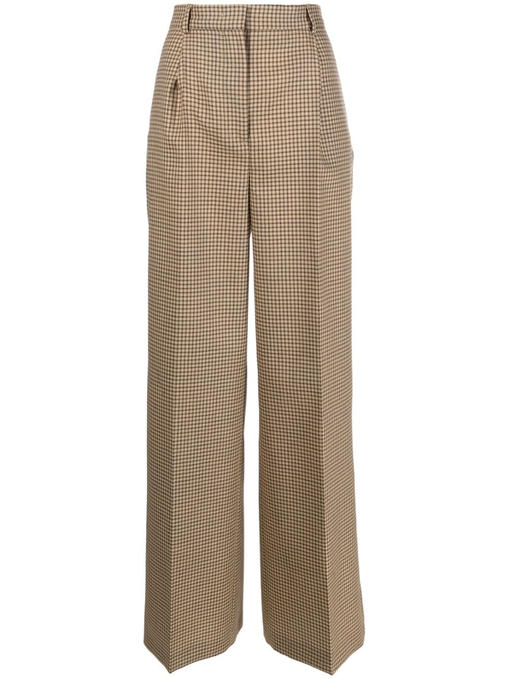 MSGM check-pattern wool palazzo pants - Brown von MSGM