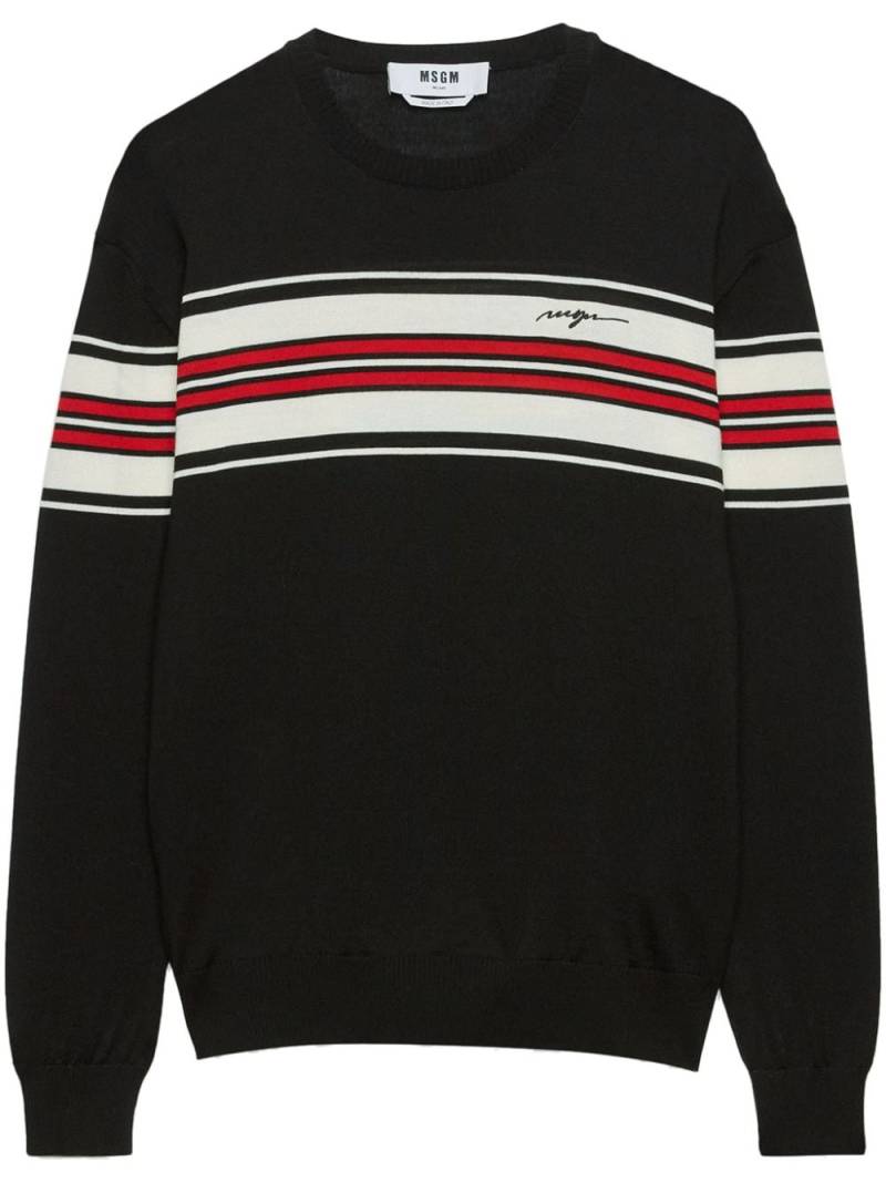 MSGM chest stripe jumper - Black von MSGM