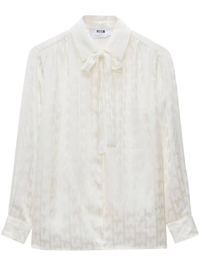 MSGM devoré-effect long-sleeve shirt - White von MSGM