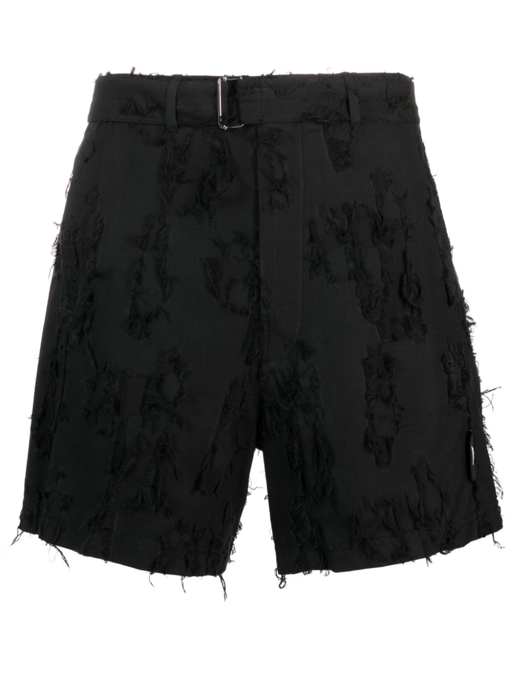 MSGM distressed belted cotton shorts - Black von MSGM