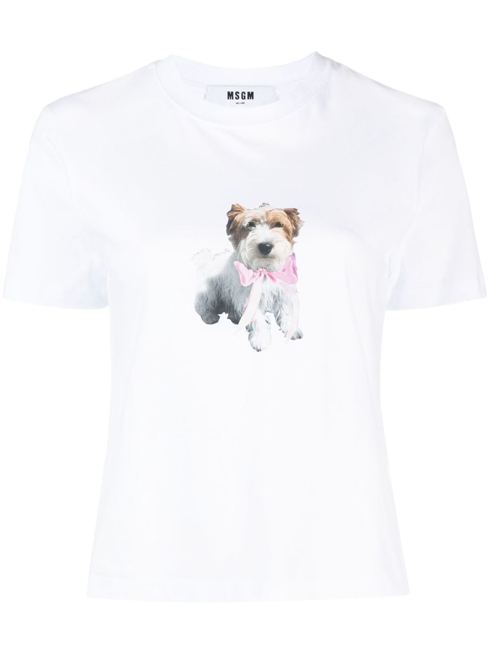 MSGM dog-print cotton T-Shirt - White von MSGM