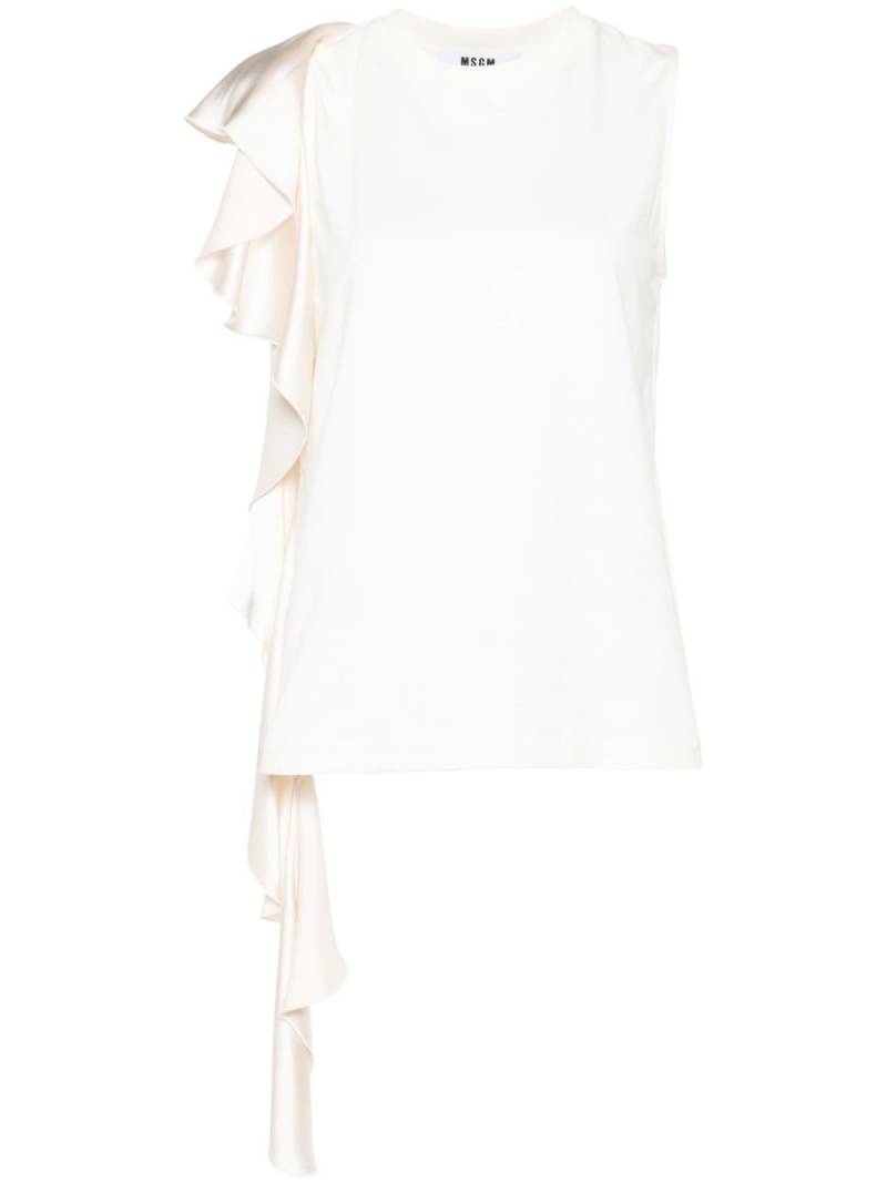 MSGM draped-detail cotton blouse - Neutrals von MSGM