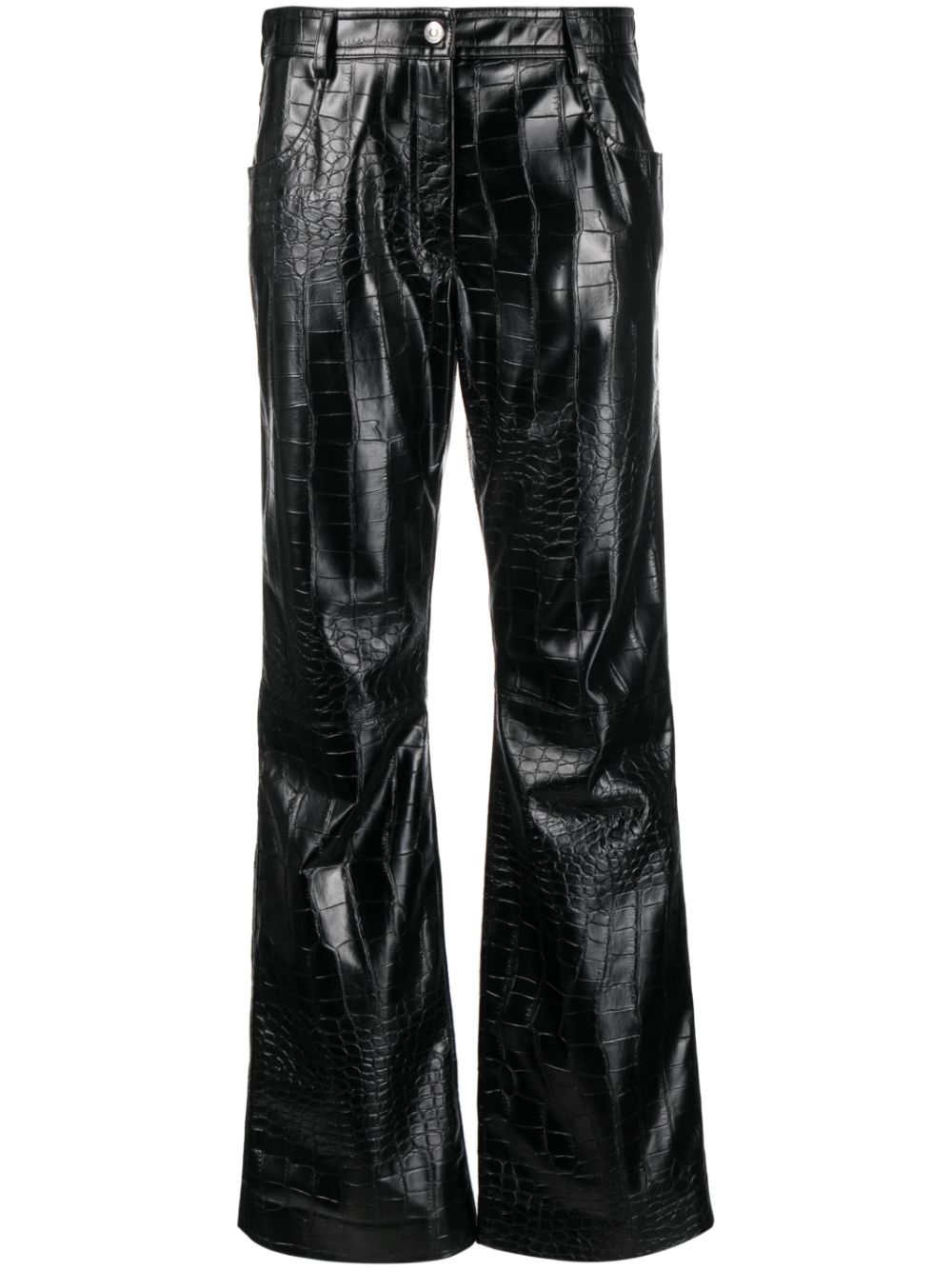 MSGM embossed-crocodile straight-leg trousers - Black von MSGM