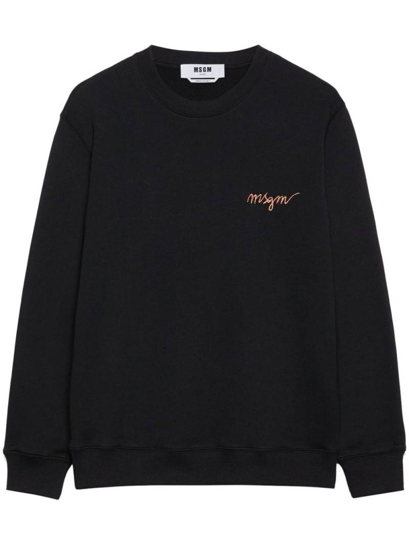 MSGM embroidered-logo cotton sweatshirt - Black von MSGM