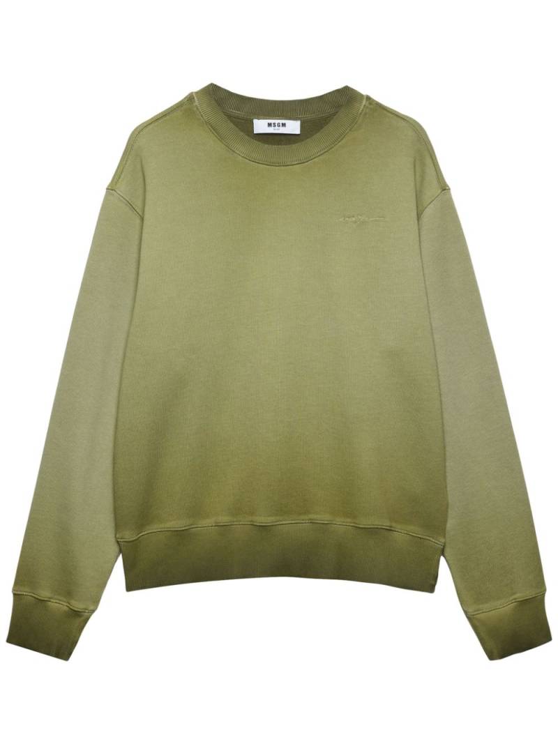 MSGM embroidered-logo cotton sweatshirt - Green von MSGM