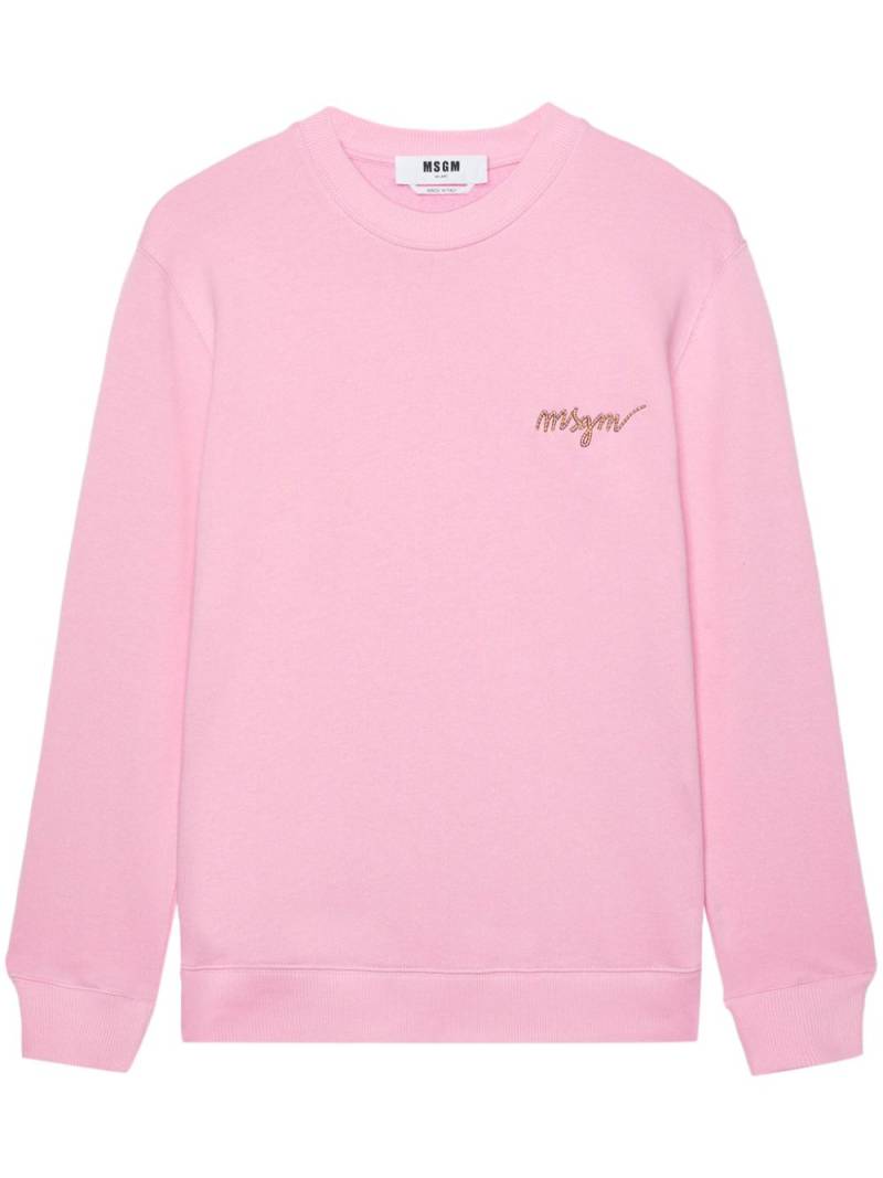 MSGM embroidered-logo cotton sweatshirt - Pink von MSGM