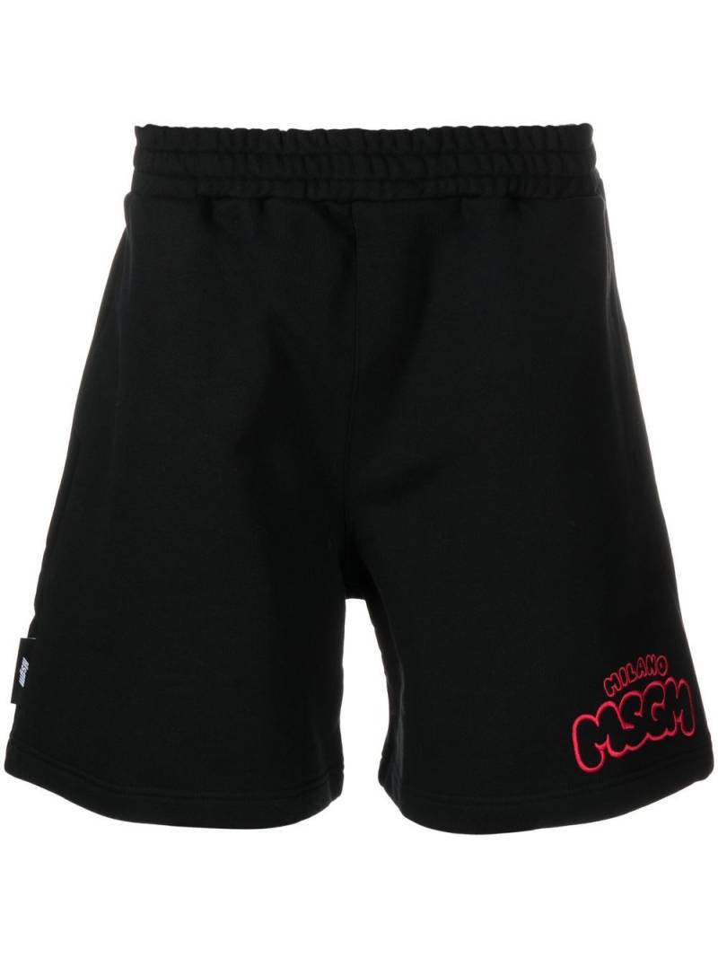 MSGM embroidered-logo cotton track shorts - Black von MSGM