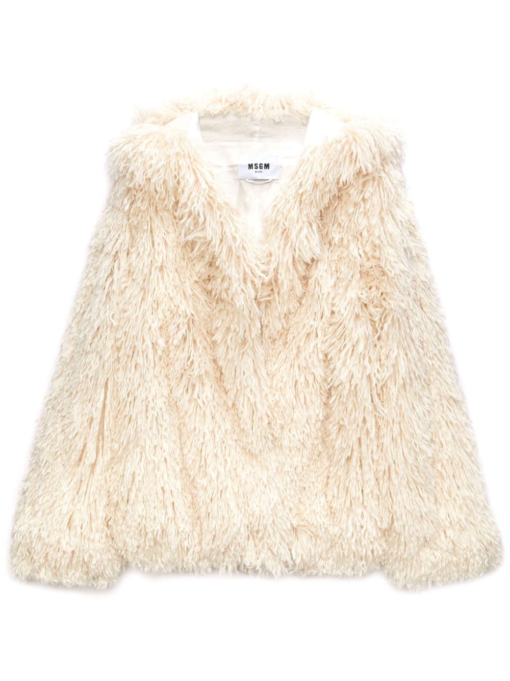 MSGM faux-fur single-breasted jacket - Neutrals von MSGM