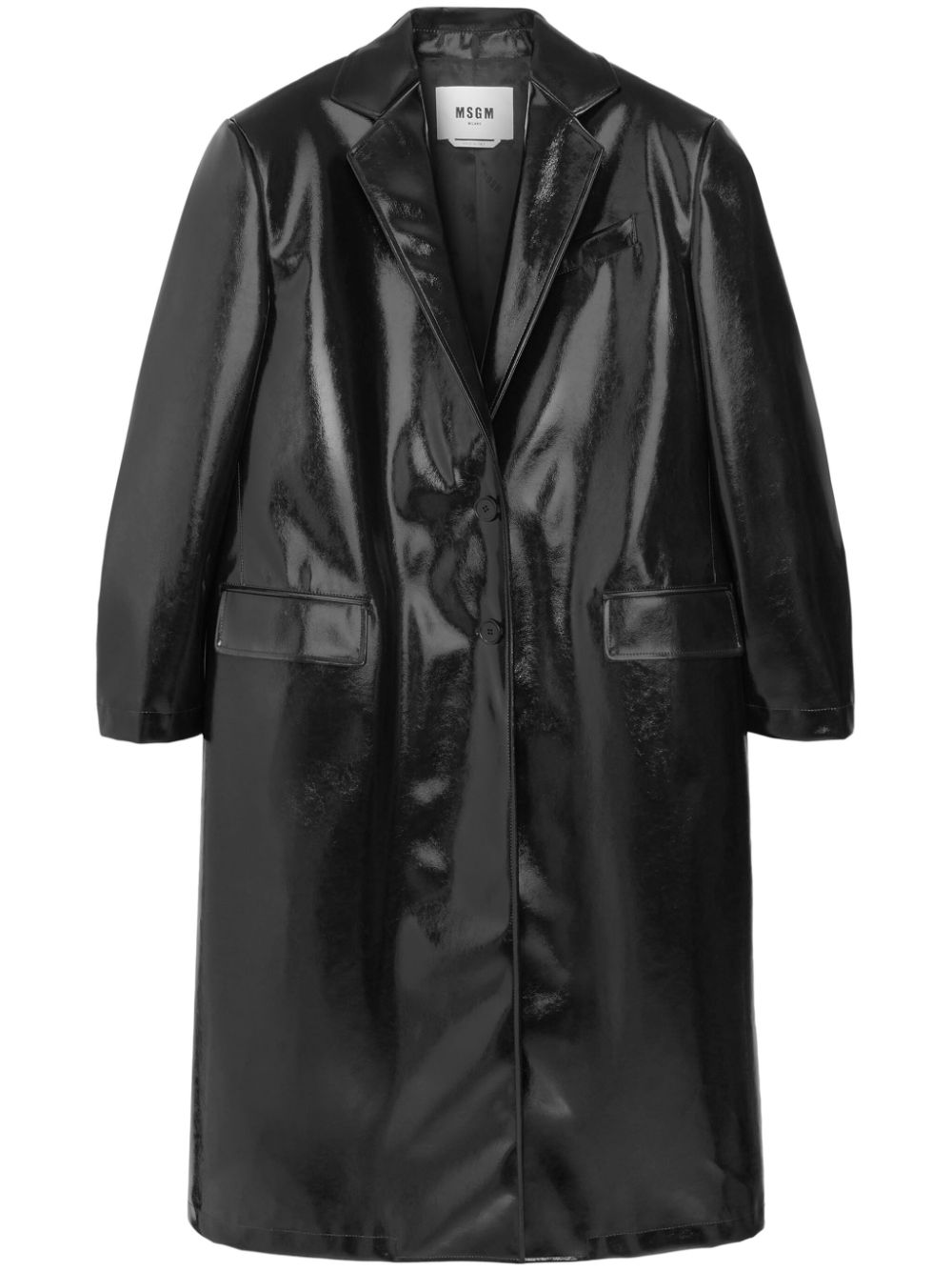 MSGM faux-leather single-breasted coat - Black von MSGM