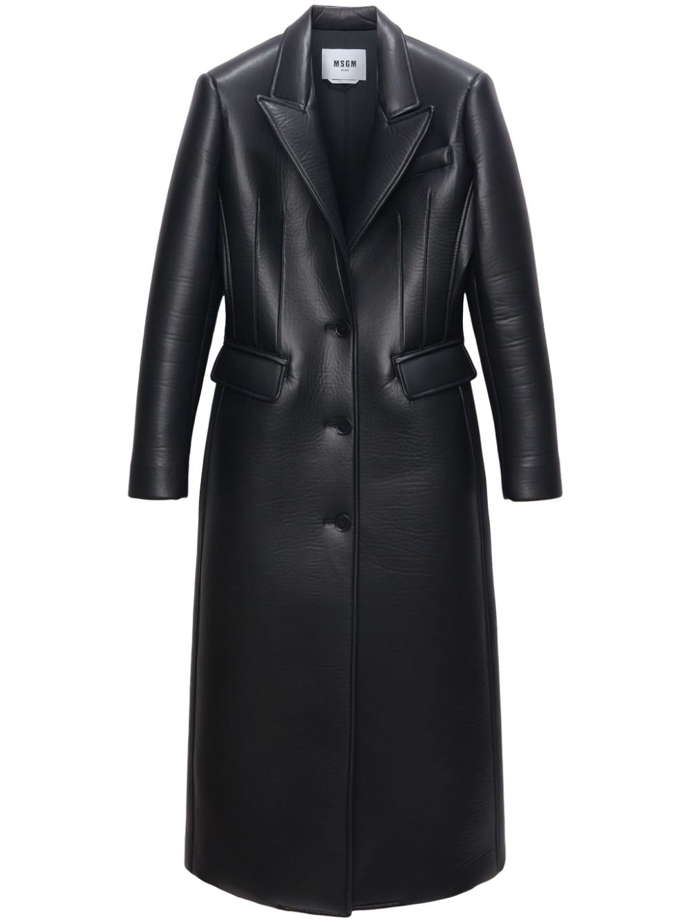 MSGM faux-leather single-breasted coat - Black von MSGM