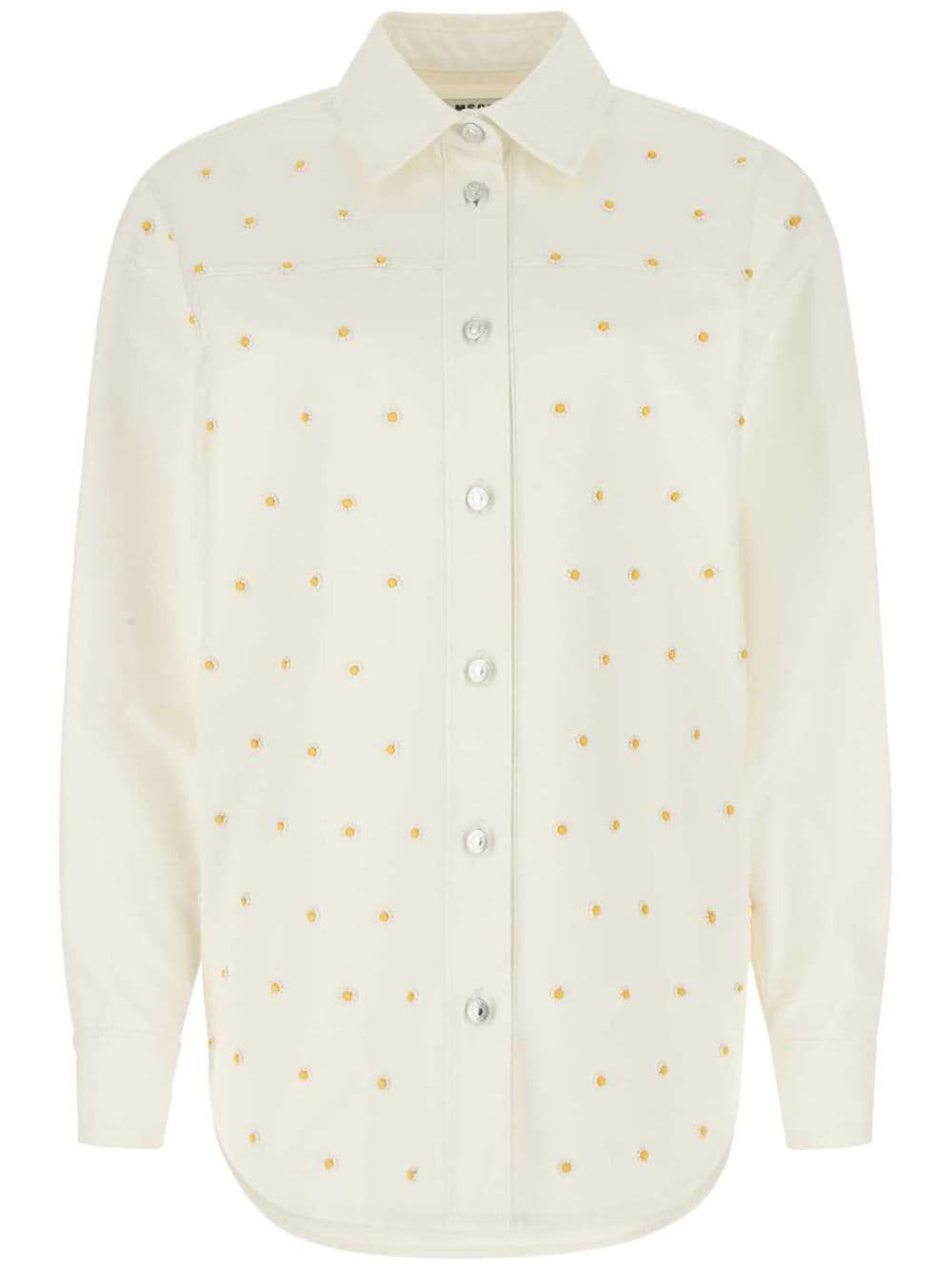 MSGM floral-embroidered shirt - Neutrals von MSGM