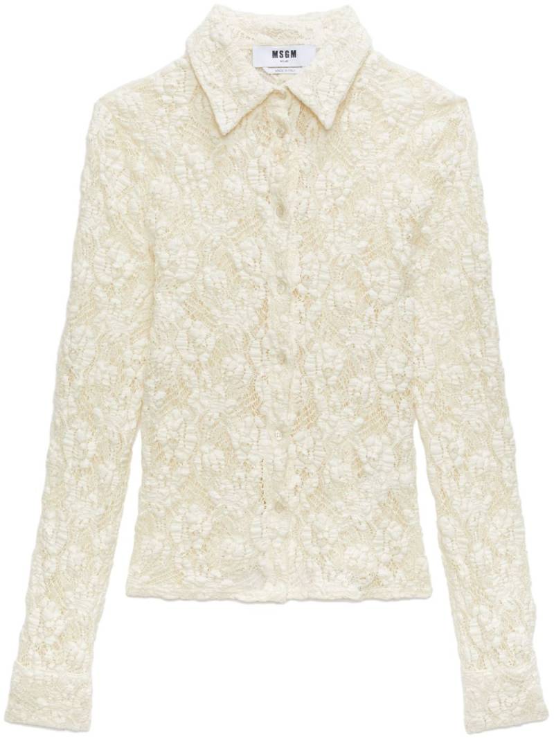 MSGM floral-lace button-up shirt - Neutrals von MSGM