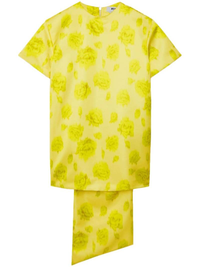 MSGM floral-print T-shirt dress - Yellow von MSGM