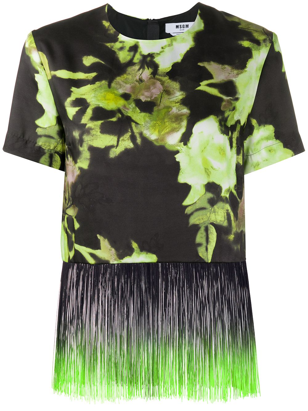 MSGM floral print fringe trim T-shirt - Green von MSGM
