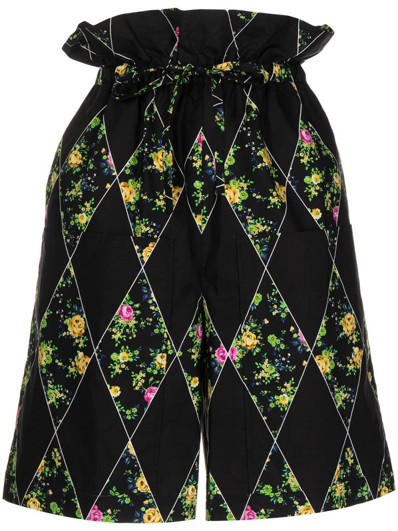 MSGM floral-print high-waisted shorts - Black von MSGM