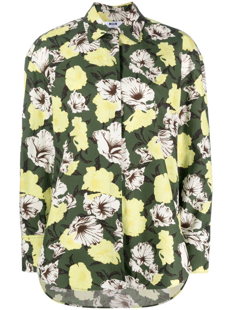 MSGM floral-print long-sleeve shirt - Green von MSGM