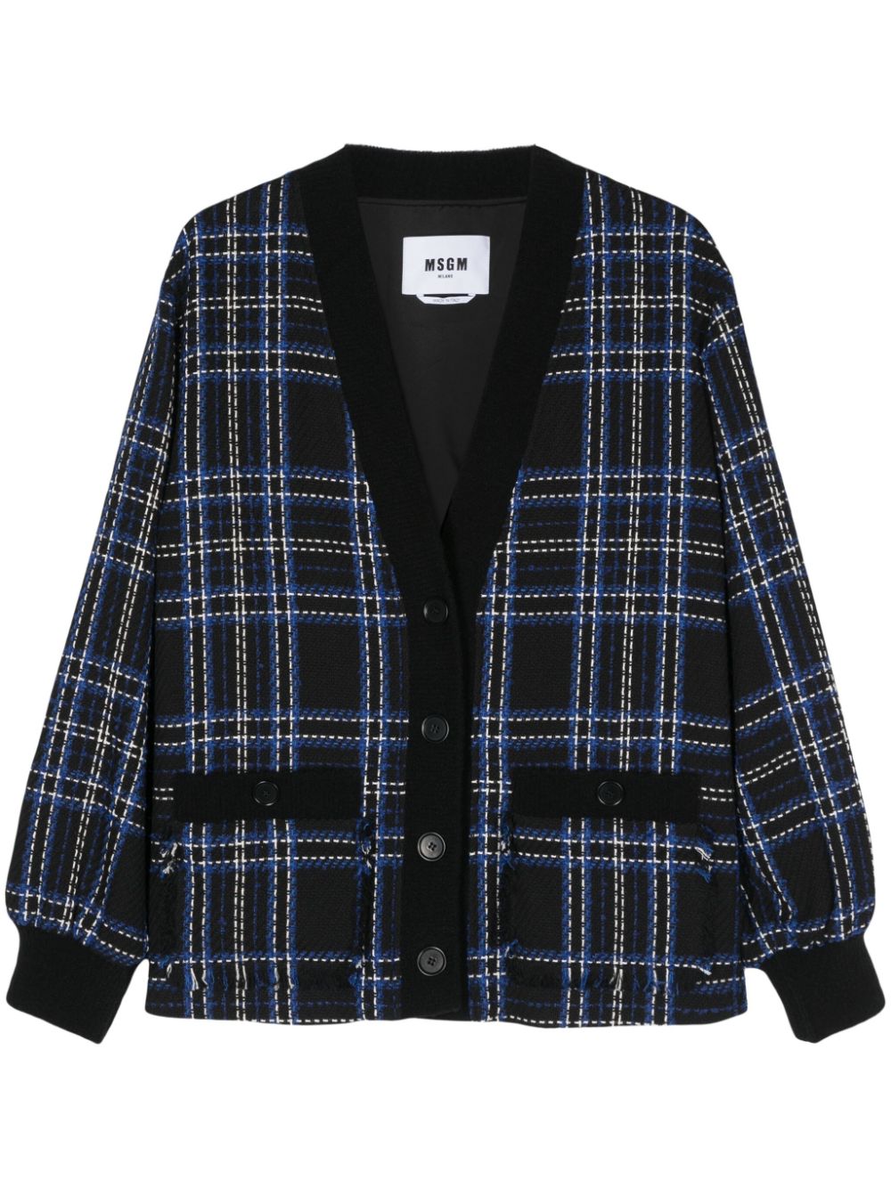 MSGM fringe-detailing tweed jacket - Black von MSGM