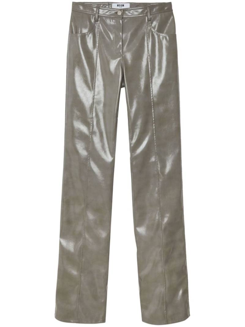 MSGM glossy-finish straight-leg trousers - Grey von MSGM