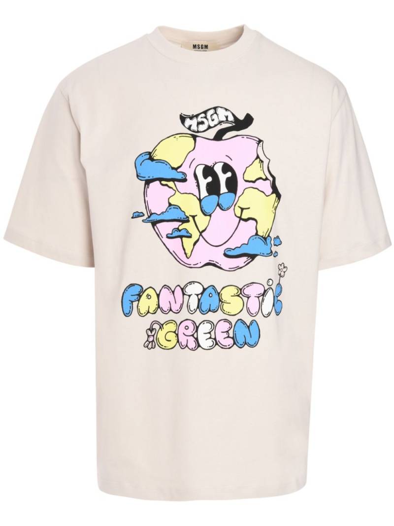 MSGM graphic-print cotton t-shirt - Neutrals von MSGM