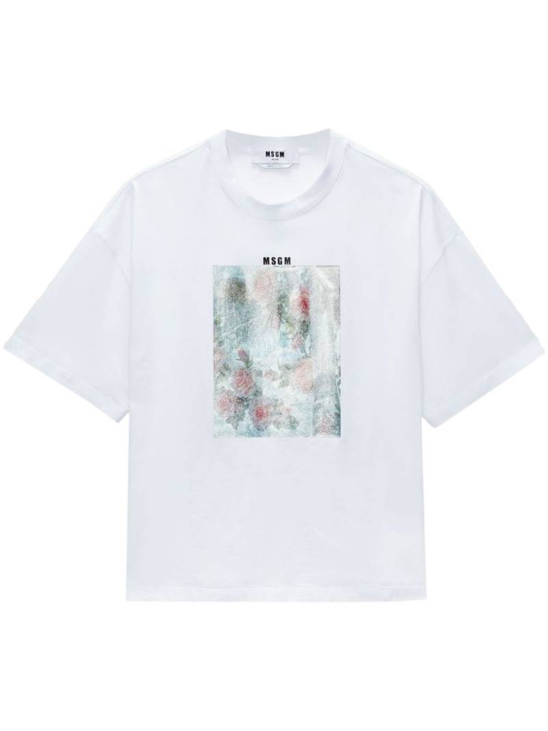 MSGM graphic-print drop-shoulder T-shirt - White von MSGM