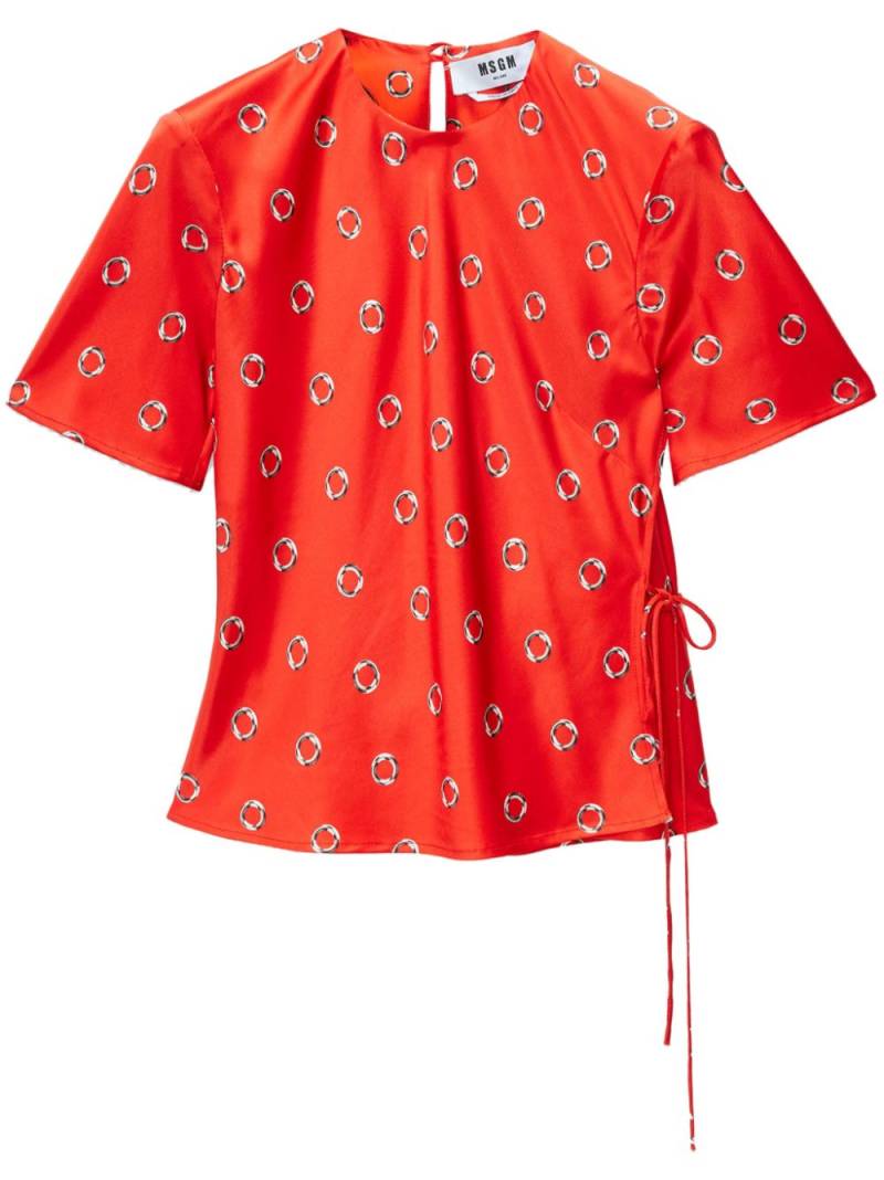 MSGM graphic-print tied blouse - Red von MSGM