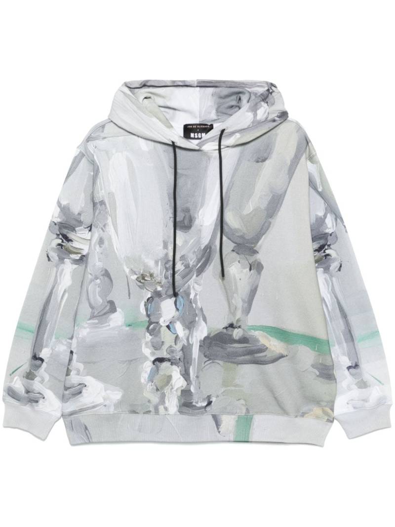 MSGM hand paint-print hoodie - Grey von MSGM