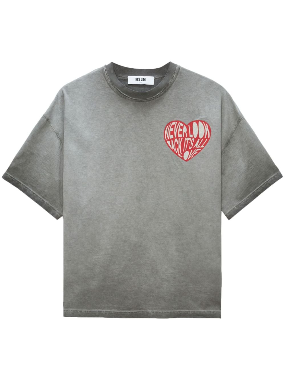 MSGM heart-print drop-shoulder T-shirt - Grey von MSGM