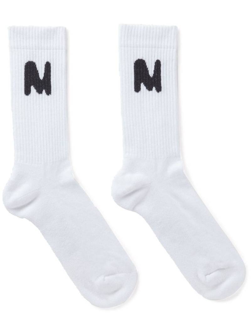 MSGM intarsia-logo knitted socks - White von MSGM