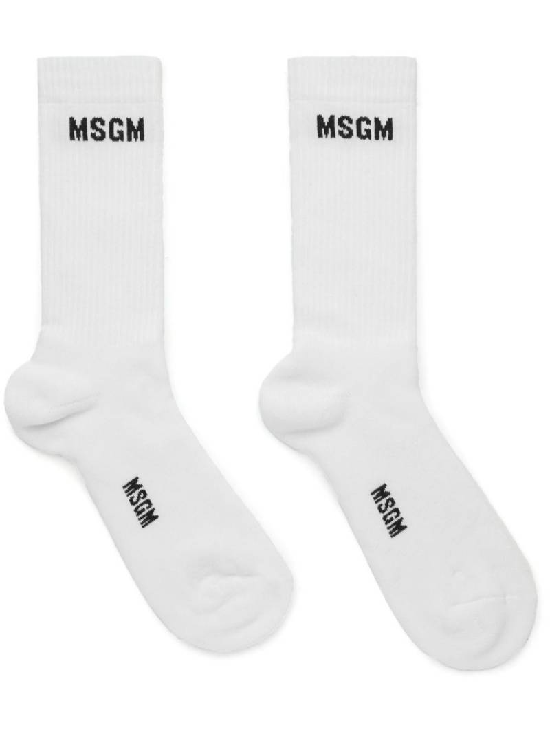 MSGM intarsia-logo knitted socks - White von MSGM