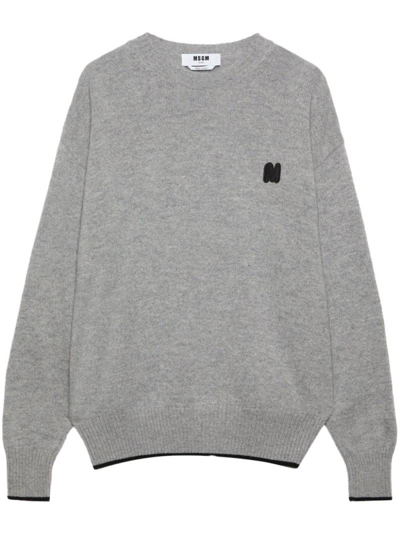 MSGM logo-appliqué crew-neck jumper - Grey von MSGM